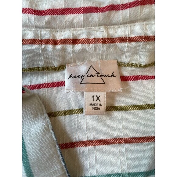 Anthropologie Striped Long Sleeve Dress - Cream and Red - Picture 3 of 10